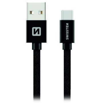 Podatkovni kabel Swissten Textile Usb / Usb-C 1,2 M črn