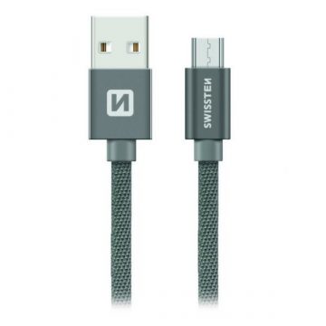 Podatkovni kabel Swissten Textile Usb / Micro Usb 1,2 M siv