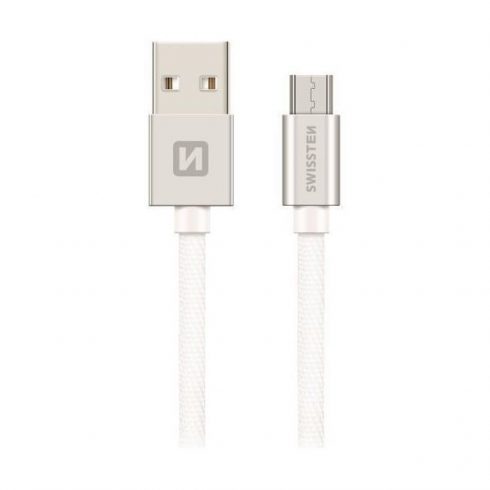 Podatkovni kabel Swissten Textile Usb / Micro Usb 1,2 M srebrn