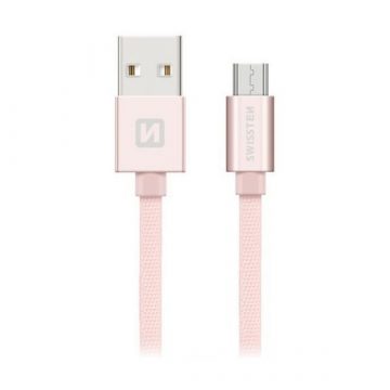   Podatkovni kabel Swissten Textile Usb / Micro Usb 2.0 M roza/zlat