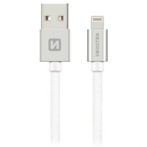 Podatkovni kabel Swissten Textile Usb / Lightning 0,2 M srebrn