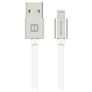   Podatkovni kabel Swissten Textile Usb / Lightning 1,2 M srebrn