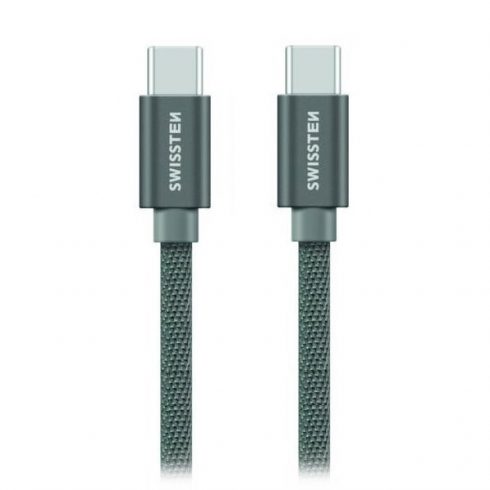 Podatkovni kabel Swissten Textile USB-C / USB-C 1,2 M siv