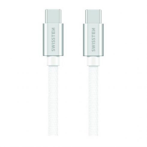 Swissten Data Cable Textile USB-C / USB-C 1,2 M srebrna