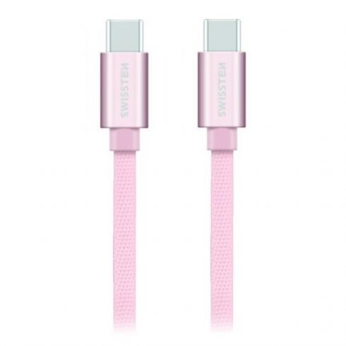 Swissten Data Cable Textile USB-C / USB-C 1.2 M Pink/Gold