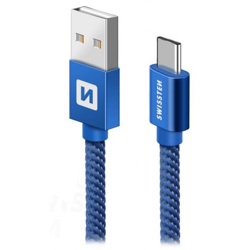 Podatkovni kabel Swissten Textile Usb / Usb-C 0,2 M moder