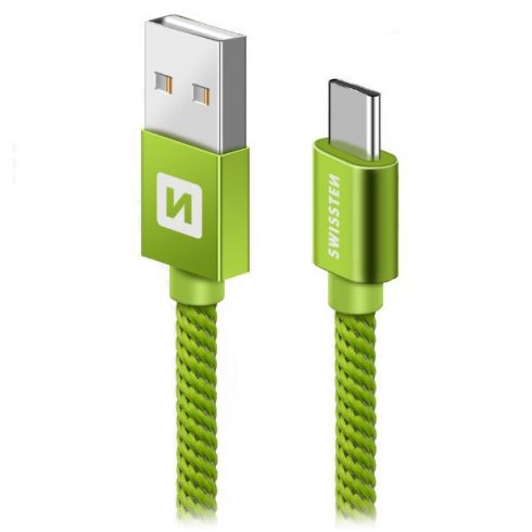 Podatkovni kabel Swissten Textile Usb / Usb-C 1,2 M zelen