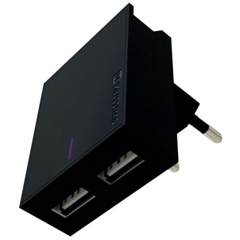 Omrežni adapter Swissten Smart Ic 2X Usb 3A Napajalni + podatkovni kabel Usb / Micro Usb 1,2 M Črna