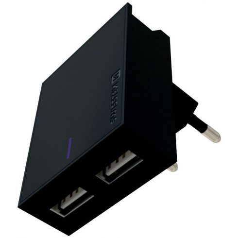 Omrežni adapter Swissten Smart Ic 2X Usb 3A Napajalni + podatkovni kabel Usb / Lightning Mfi 1,2 M Črna