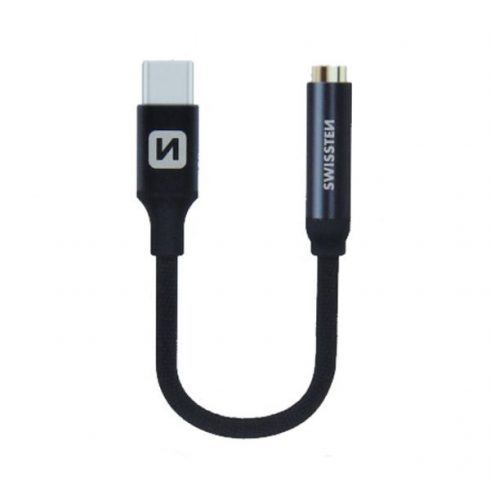 Swissten Audio Adapter Textile Usb-C/Jack (ženski) 0,15 M črn