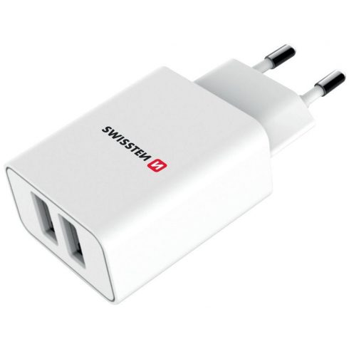 Omrežni adapter Swissten Smart Ic 2X Usb 2.1A Napajalni + podatkovni kabel Usb / Lightning Mfi 1.2 M Bela