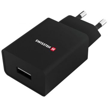   Omrežni adapter Swissten Smart Ic 1X Usb 1A Napajalni + podatkovni kabel Usb / Tip C 1,2 M Črna