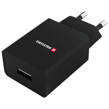   Omrežni adapter Swissten Smart Ic 1X Usb 1A Napajalni + podatkovni kabel Usb / Lightning 1,2 M Črna