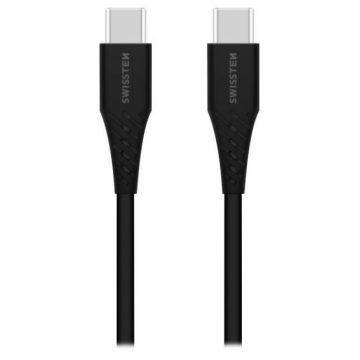 Swissten TPU polnilni kabel USB-C / USB-C 0,4 M črn