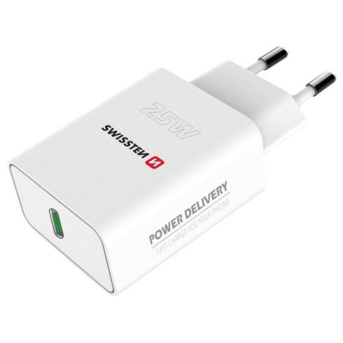 Omrežni adapter Swissten Power Delivery 25 W za iPhone in Samsung (ECO paket) bel