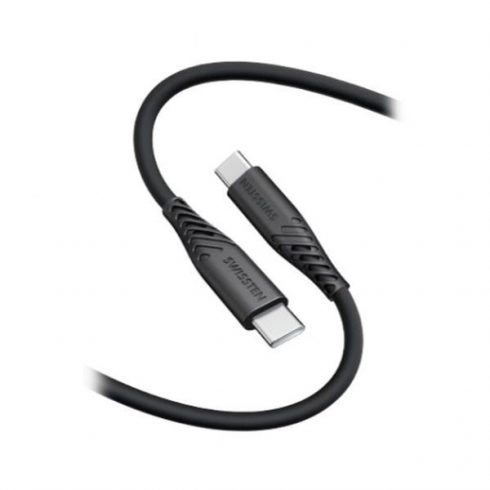 Swissten Data kabel MEHKI SILIKON USB-C / USB-C 1,5 M, PD 60 W, črn