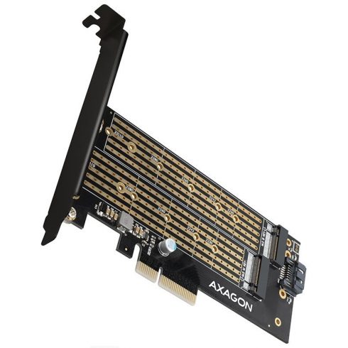 Adapter reže AXAGON za PCIe x4 na M.2 NVMe M-KEY ali SATA B-KEY / PCEM2-D / nizek profil