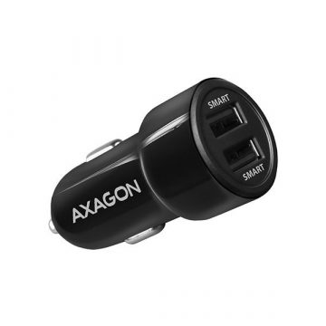   AXAGON avtopolnilec / PWC-5V5 / 2x USB-A / 5V - 2,4A + 2,4A, 24W / črn