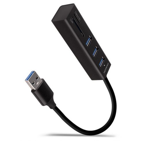 AXAGON hub USB-A / HMA-CR3A / USB 3.2 Gen1 / 3x USB-A / MicroSD/SD / kovinsko ohišje / 0,2 m