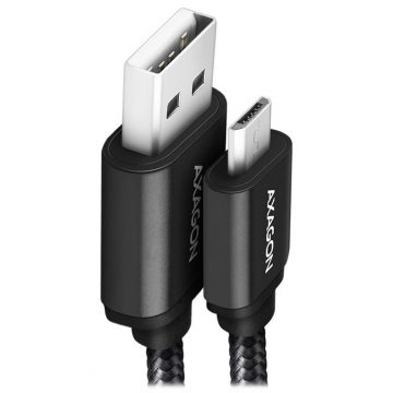   AXAGON podatkovni in polnilni kabel HQ USB-A na Micro USB / USB 2.0 / 2.4A / ALU / pleten / 1m / črn