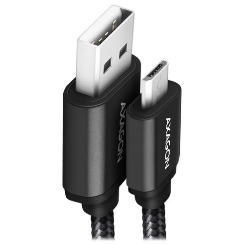 AXAGON podatkovni in polnilni kabel HQ USB-A na Micro USB / USB 2.0 / 2.4A / ALU / pleten / 1m / črn