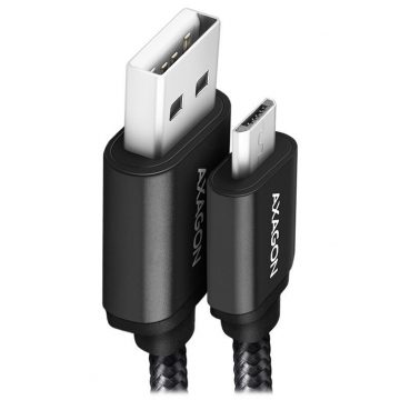   AXAGON podatkovni in polnilni kabel HQ USB-A na Micro USB / USB 2.0 / 2.4A / ALU / pleten / 1,5 m / črn