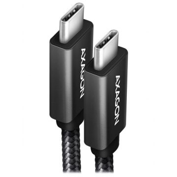   AXAGON podatkovni in polnilni kabel USB-C na USB-C / USB 3.2 Gen2 / PD 100W 5A / 4k HD / ALU / pletenica / 1.0 m / črn