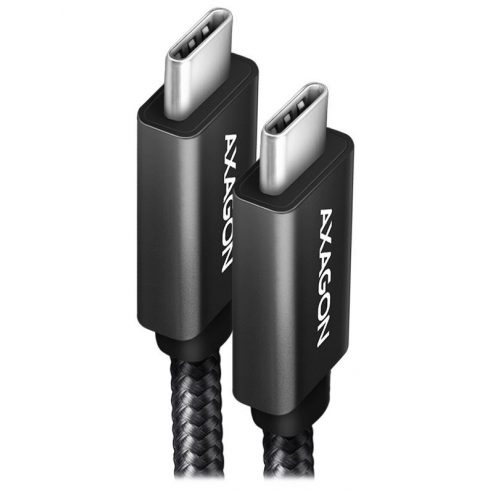 AXAGON podatkovni in polnilni kabel USB-C na USB-C / USB 3.2 Gen2 / PD 100W 5A / 4k HD / ALU / pletenica / 1.0 m / črn