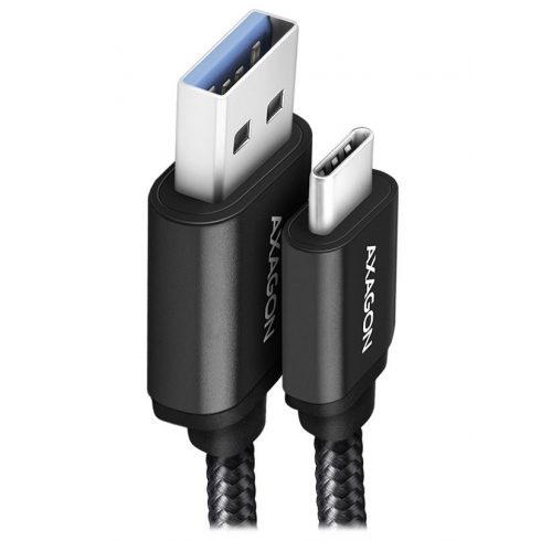 AXAGON podatkovni in polnilni kabel USB-A na USB-C / USB 3.2 Gen1 / 3A / ALU / pleten / 1m / črn