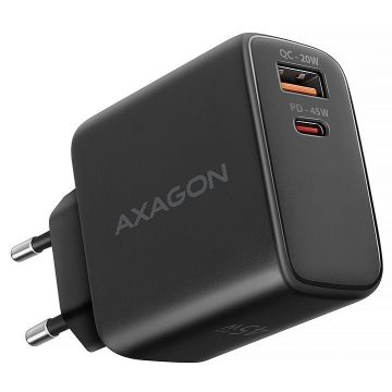   AXAGON omrežni polnilec / ACU-PQ45/ 1x USB-C / 1x USB-A / PD3.0/QC4+/PPS/SFC2.0/AFC/SCP/Apple / 45W / črn