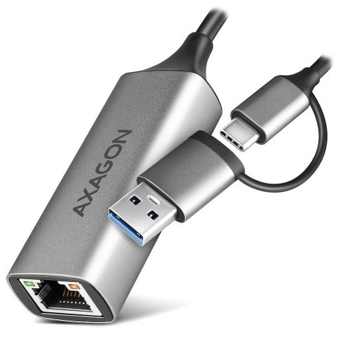 AXAGON adapter USB-A + USB-C na GLAN(RJ-45) / ADE-TXCA / USB 3.2 Gen1 / 15 cm / kovinsko ohišje