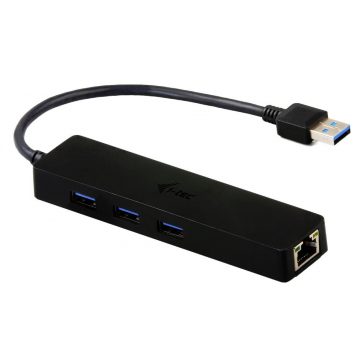   i-tec USB HUB ADVANCE/ 3 vrata/ USB 3.0/ Gigabit Ethernet adapter (RJ45)/ tanek/ črn