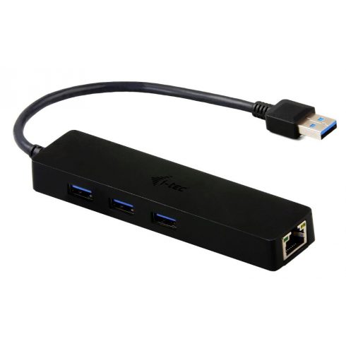 i-tec USB HUB ADVANCE/ 3 vrata/ USB 3.0/ Gigabit Ethernet adapter (RJ45)/ tanek/ črn