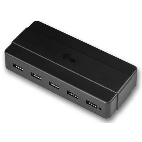 i-tec USB HUB Polnjenje/ 7 vrat/ 2 polnilna priključka/ USB 3.0/ napajalnik/ črn