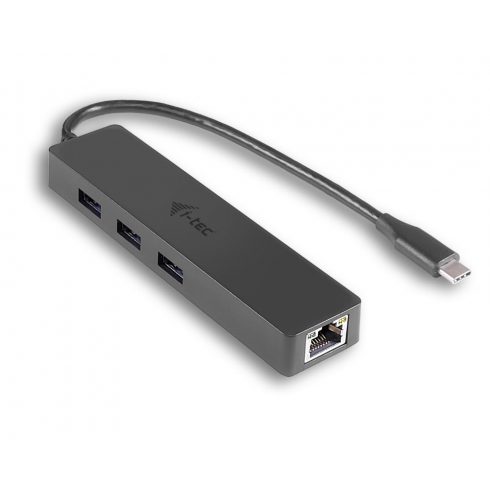 i-tec USB Slim HUB/ 3 vrata z Gigabyte Ethernet/ na USB 3.1 Type C/ združljiv s Thunderbolt 3/ črn