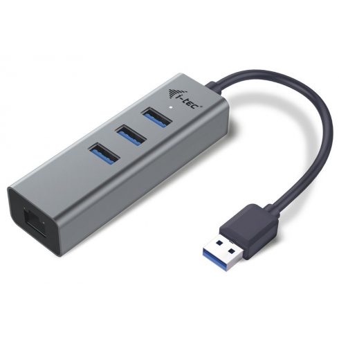 i-tec USB 3.0 HUB METAL/ 3 vrata/ USB 3.0 na Gigabit Ethernet adapter (RJ45)/ siva