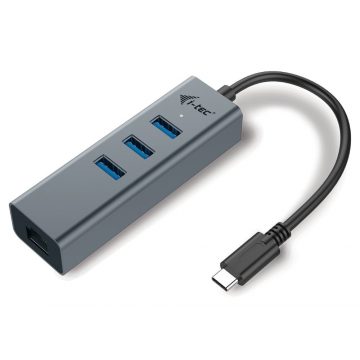   i-tec USB HUB METAL/ 3 vrata/ USB 3.0/ USB 3.1 Type C na Gigabit Ethernet adapter (RJ45)