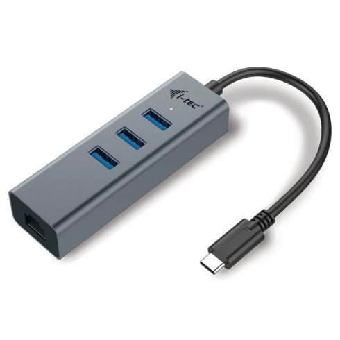 i-tec USB HUB METAL/ 3 vrata/ USB 3.0/ USB 3.1 Type C na Gigabit Ethernet adapter (RJ45)