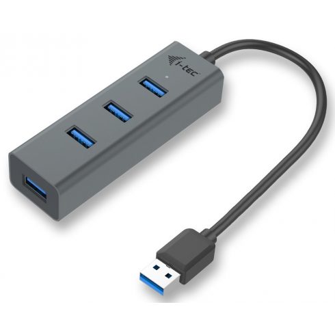 i-tec USB HUB KOVINSKI/ 4 vrata/ USB 3.0/ pasivni/ kovinski/ siv