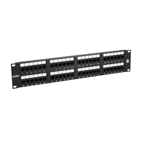 Solarix 19" Patch panel 48 x RJ45 CAT5E UTP 150 MHz črna 2U, SX48-5E-UTP-BK