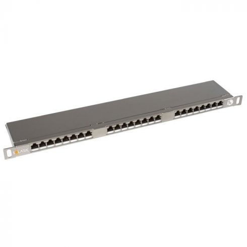 Solarix Patch panel 24xRJ45 CAT5E STP z veznim trakom iz nerjavečega jekla 0,5U SX24HD-5E-STP-SL