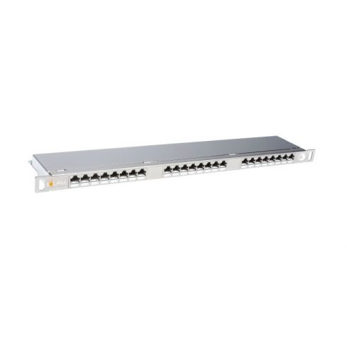 Solarix 19" Patch panel 24xRJ45 CAT6 STP z balansirno letvijo iz nerjavečega jekla 0,5U, SX24HD-6-STP-SL