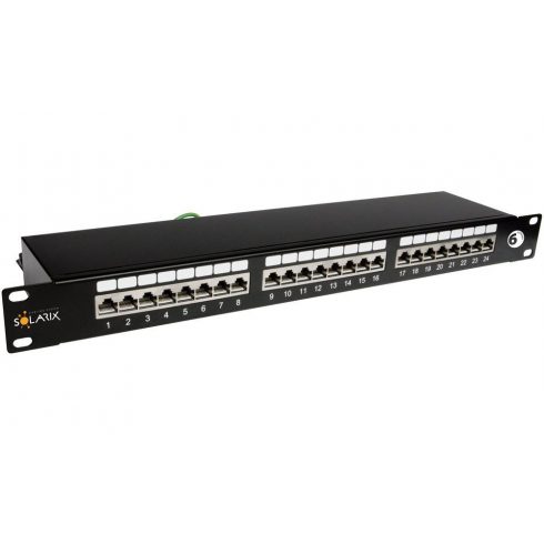 Solarix Patch panel 24 x RJ45 CAT6 STP črna 1U