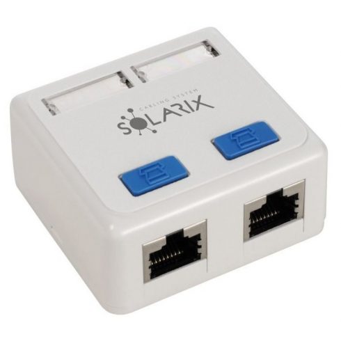 Solarix CAT5E STP 2 x RJ45 vtičnica na belem ometu