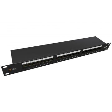   Solarix Patch panel 24 x RJ45 CAT5E STP črna 1U SX24-5E-STP-BK-N