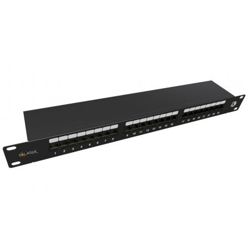 Solarix Patch panel 24 x RJ45 CAT5E STP črna 1U SX24-5E-STP-BK-N