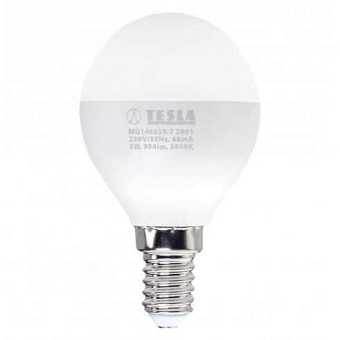 Tesla LED žarnica miniglobe BULB E14/8W/230V/900lm/25.000h/3000K topla bela/220st