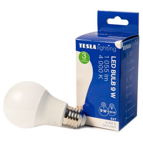 Tesla LED žarnica BULB E27/9W/230V/1055lm/25.000h/4000K dnevna bela 220st