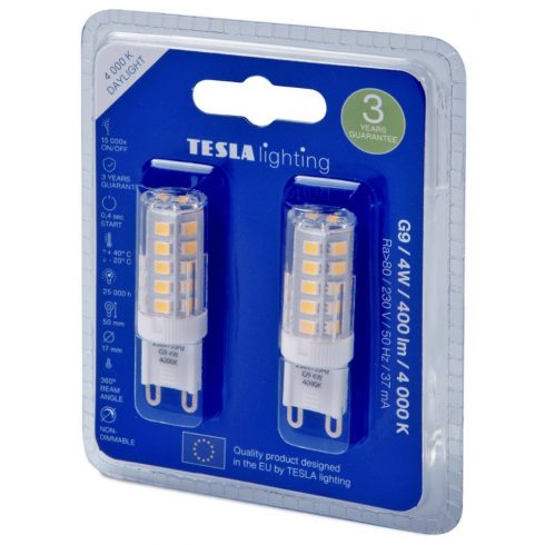 Tesla LED žarnica G9 2kos /4W/230V/400lm/4000K/25.000h/360st