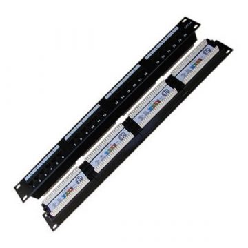   DATACOM Patch panel 19" UTP 24 port CAT5E DUAL 1U BK (4x6p)